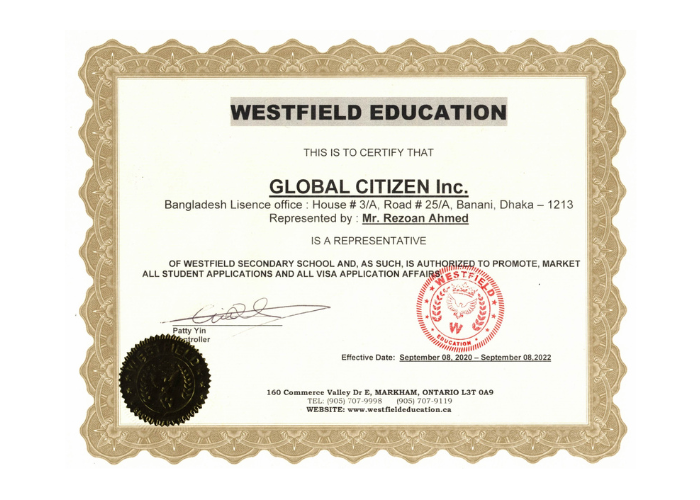 Westfield Certificates