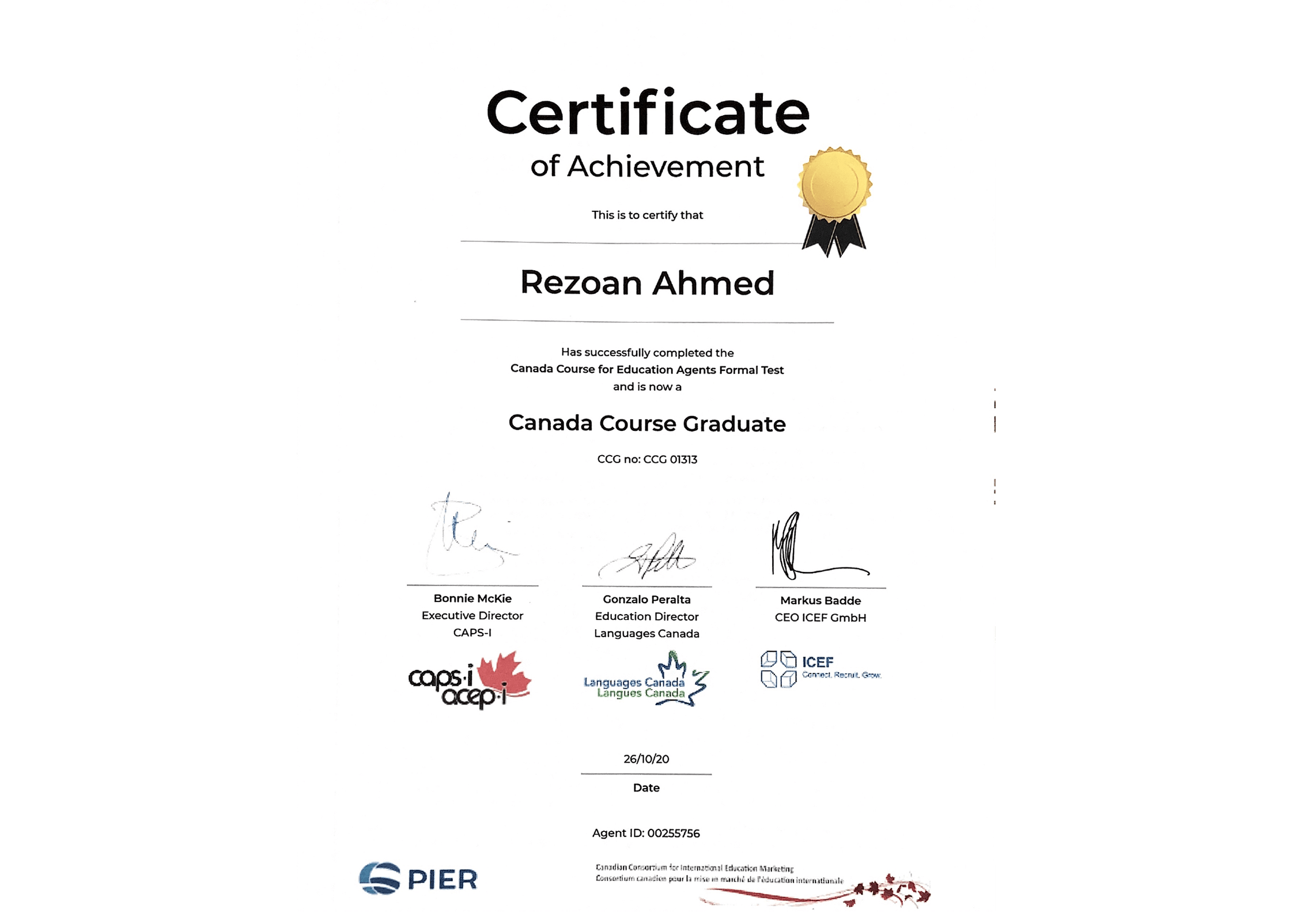 ICEF Certificate